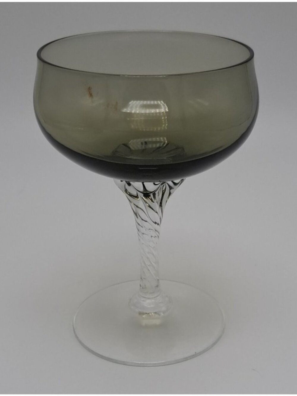 Sasaki Hawthorne Smoke Black Clear Twisted Stem Crystal Cocktail Glass 6 fl oz
